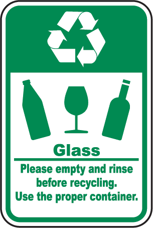 Glass Recycle Sign J4502 - by SafetySign.com