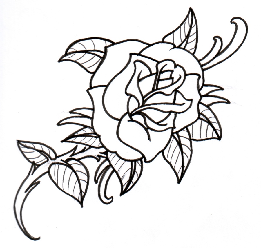 Best Photos of Rose Outline Template - Rose Drawing Tattoo Stencil ...