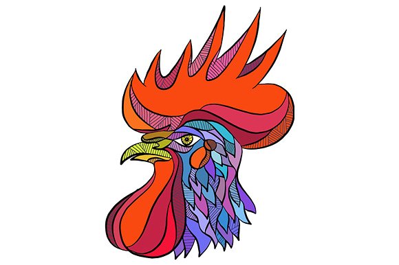 Chicken Rooster Head Side Drawing ~ Illustrations on Creative Market