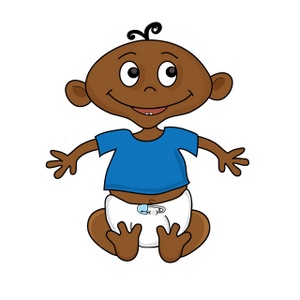 Happy Baby Clipart Image - African American cartoon baby in ...