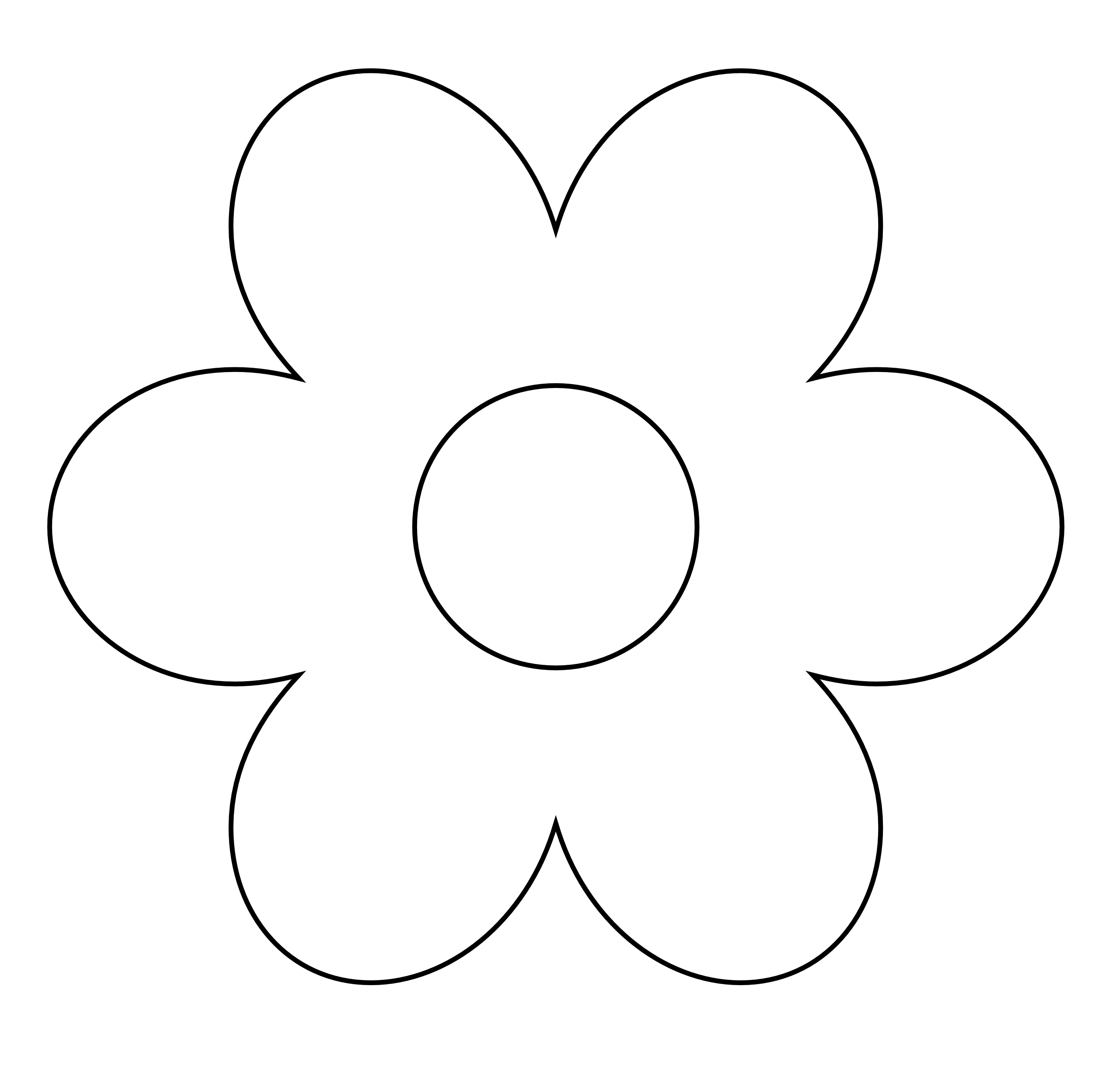 Clip Art: Retro Flower 12 Black White Line Art ...