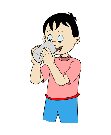 Kid drinking water clipart