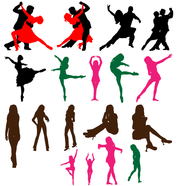 Free Dancing Couple Silhouettes Vector Art | Download Free Vector ...