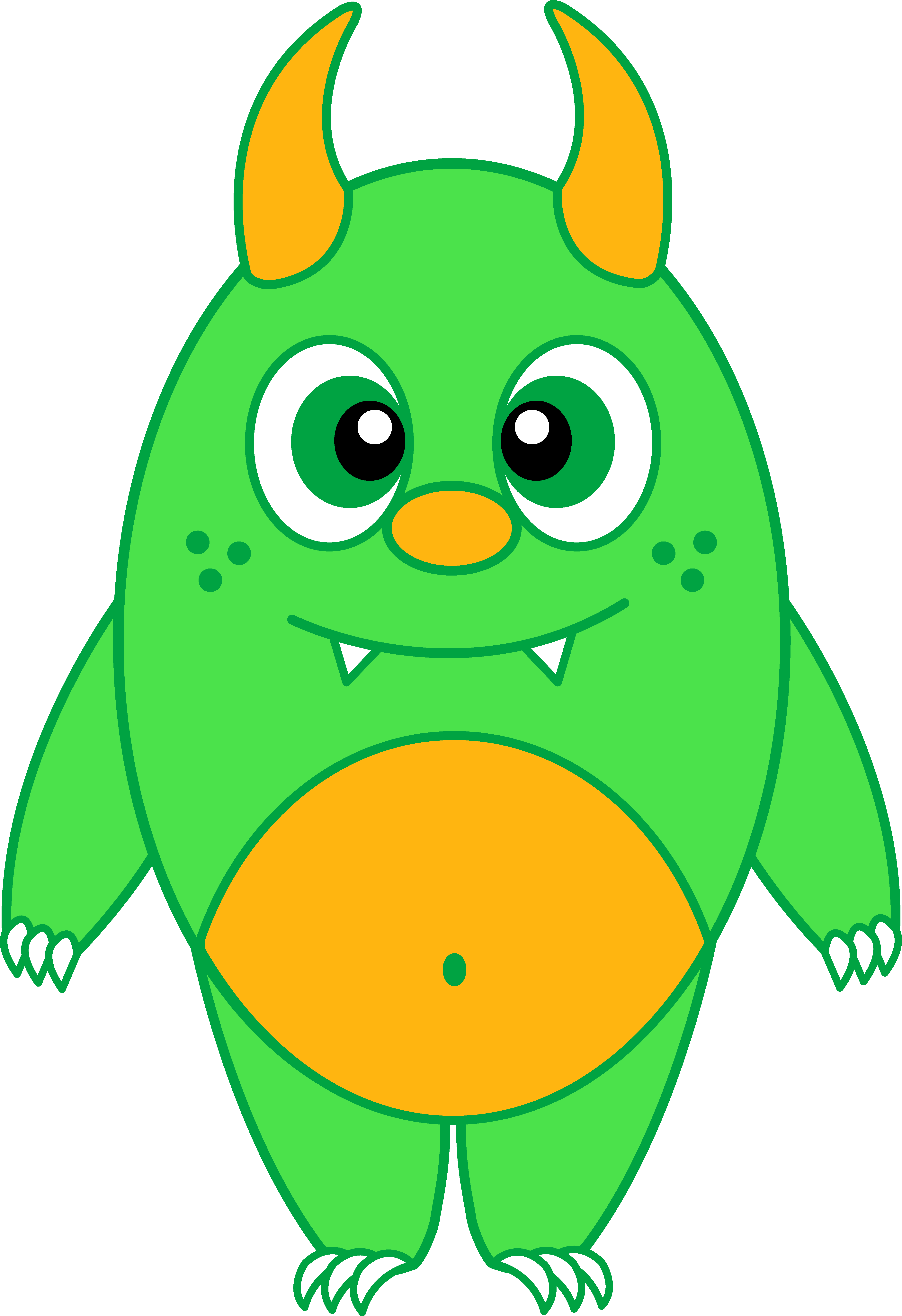Cute green monster clipart