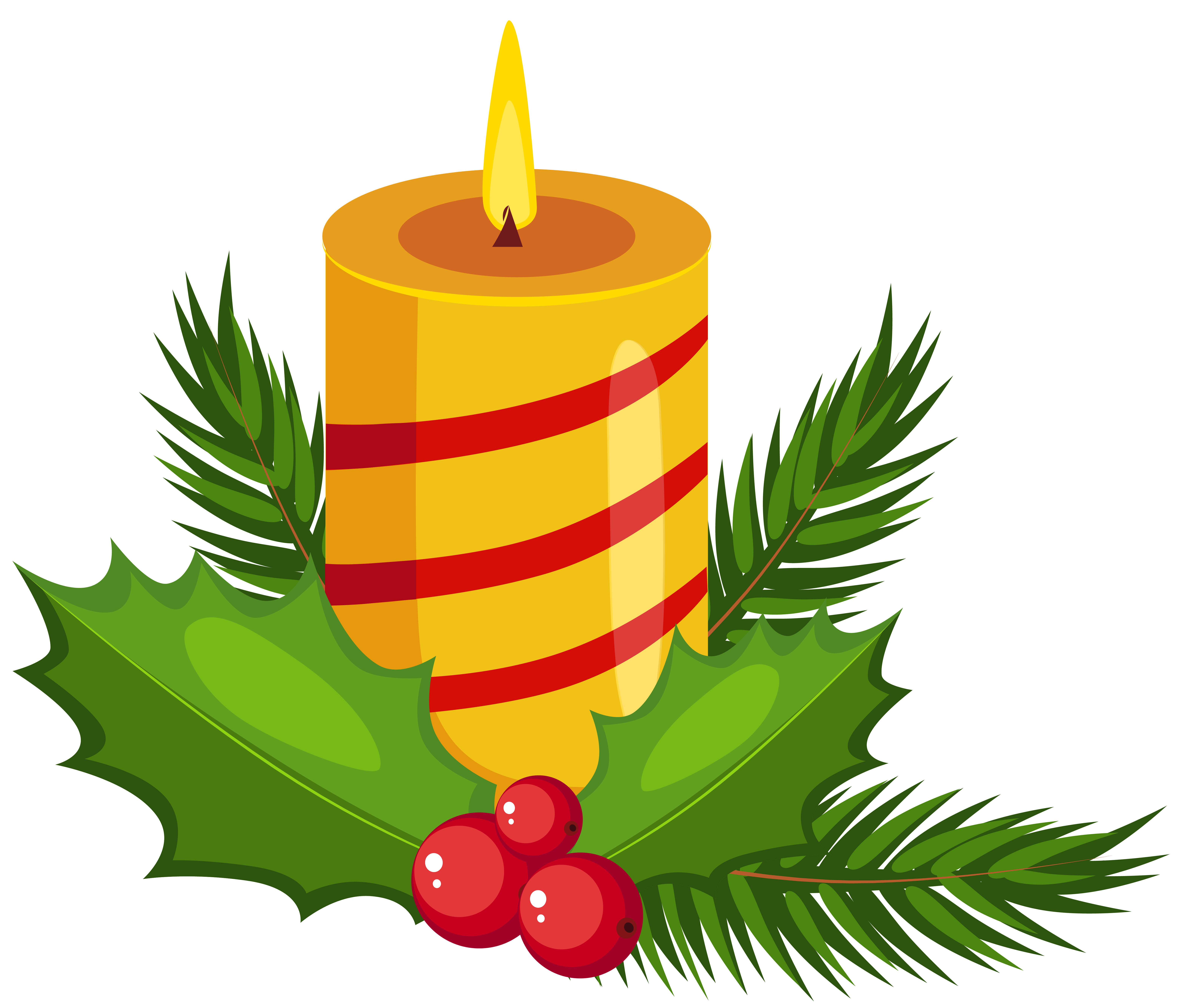 Christmas Holly Candle Transparent PNG Clip Art Image