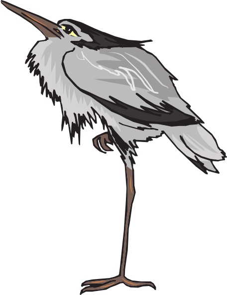 Gray Heron Standing On One Leg Clip Art - vector clip ...