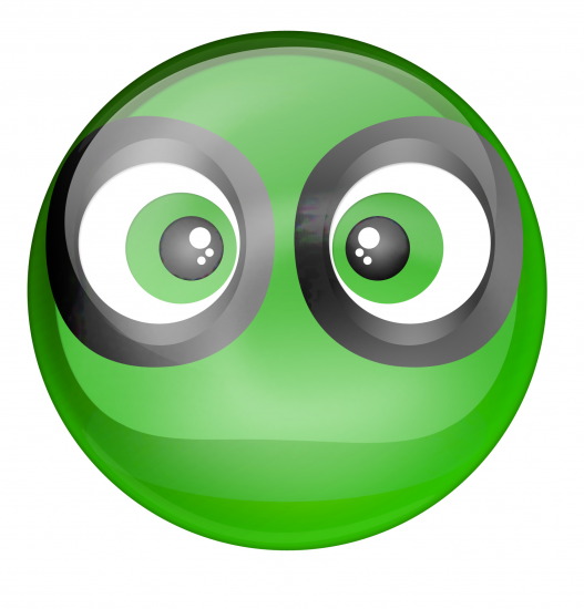 Green funny cartoon eyes