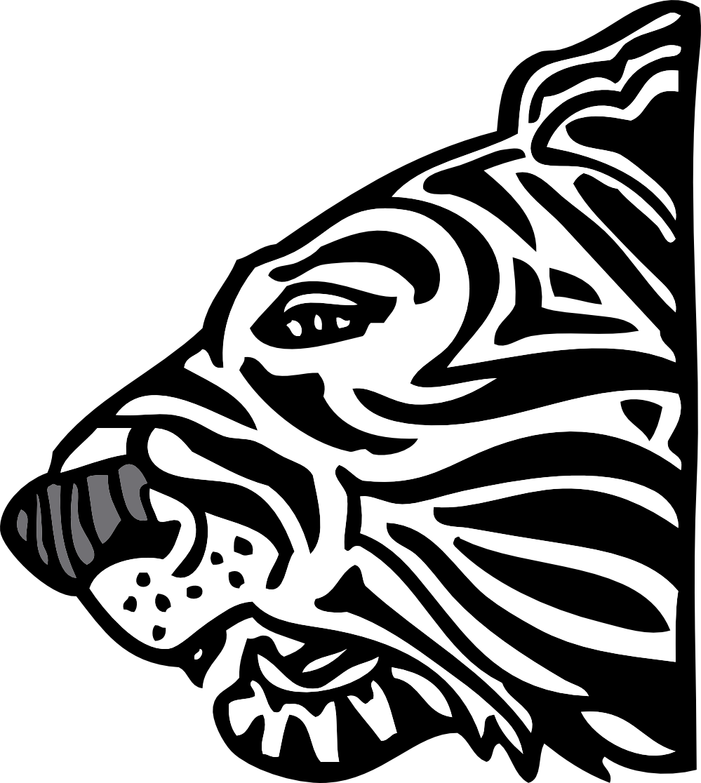 Clip Art: Tiger Head Black White Line Art ...