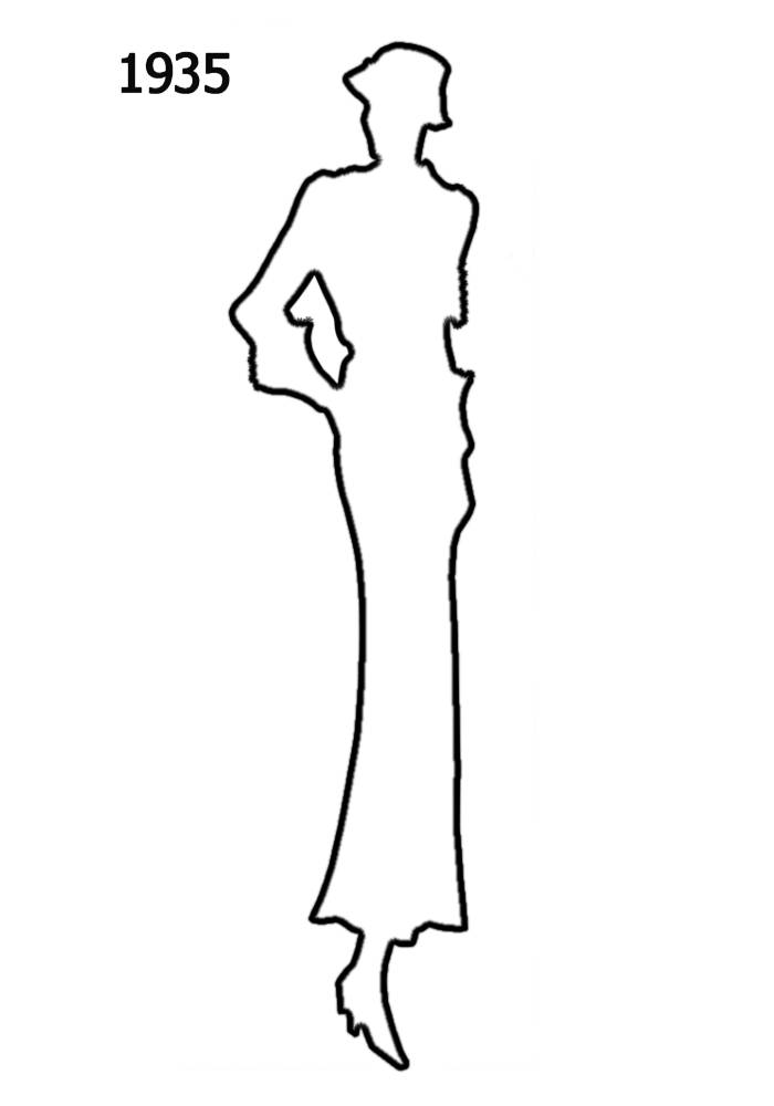1930 to 1940 White Outline Silhouettes in Costume History
