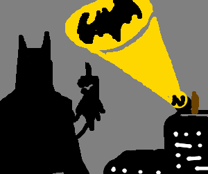 Batman giving the bat signal the middle finger (drawing by BoyBlue)