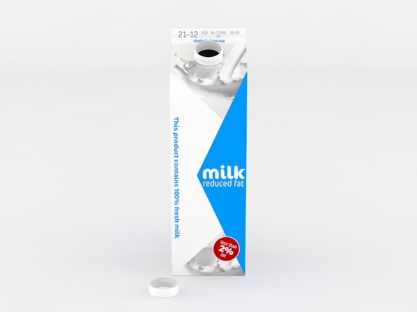 3d model 3 milk cartons