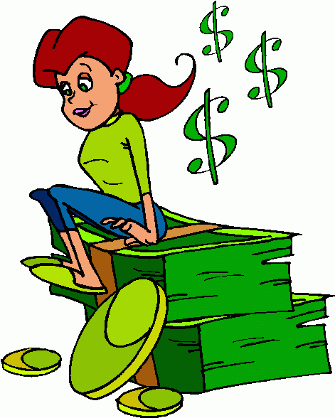Woman with money clipart