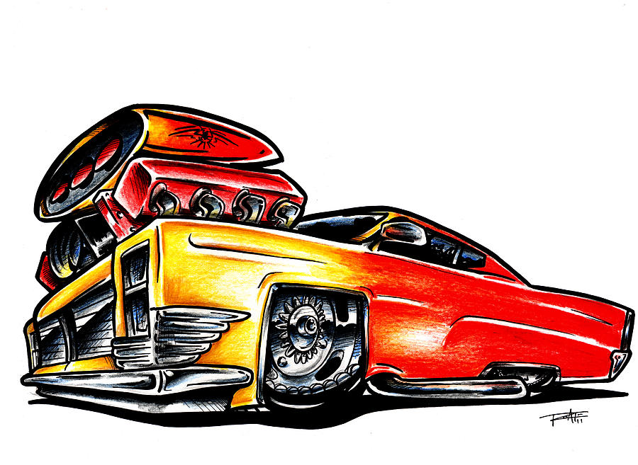 Cadillac Muscle Drawing by Big Mike Roate