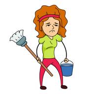 Girl doing chores clipart