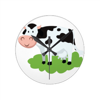 Milking A Cow Wall Clocks | Zazzle