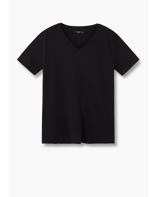 Mango V-neck Cotton T-shirt in Black for Men | Lyst