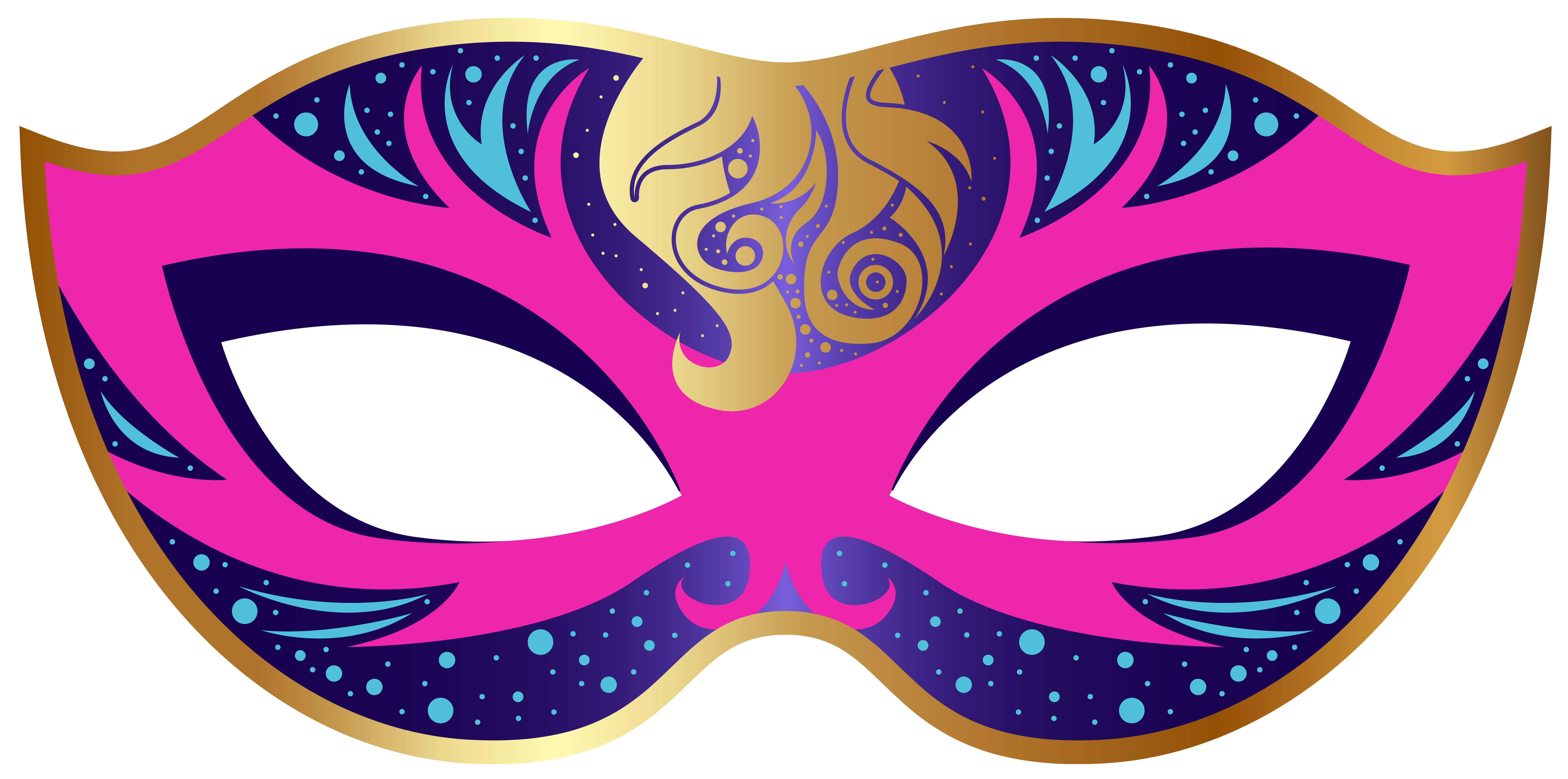 Pink and Blue Carnival Mask PNG Clip Art Image