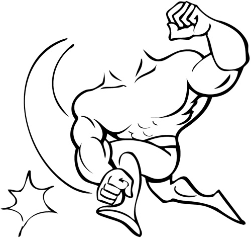 Muscle man holding weights kid clipart - ClipartFox