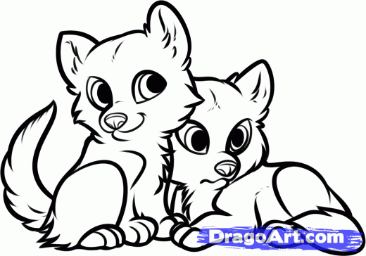 Learn How to Draw Wolf Puppies, Wolf Cubs, forest animals, Animals ...
