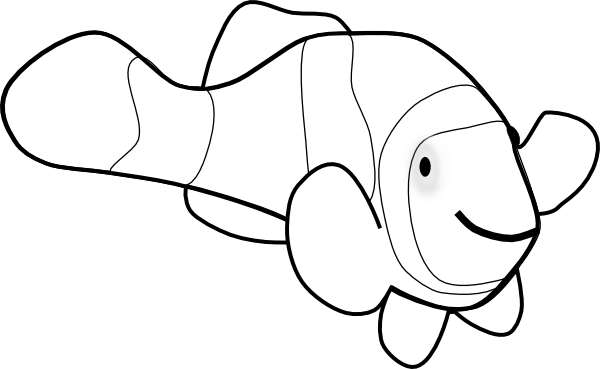 Fish Outline Drawings Clker Clipart Clown