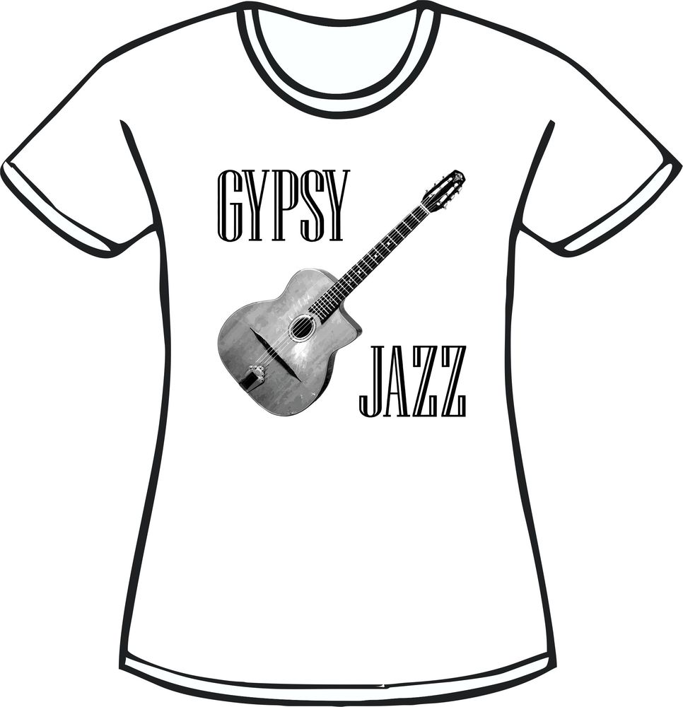 Women's "Gypsy Jazz" And Selmer Style Guitar White T-Shirt ...