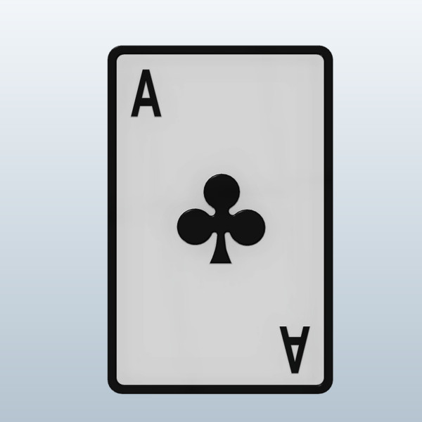 Playing Card - Ace of Clubs 3D Model Made with 123D 3D Models