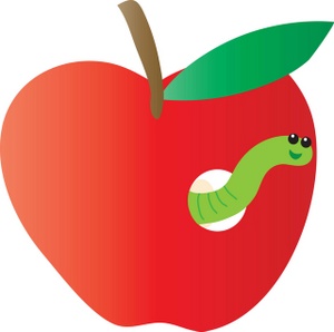 Apple With Worm Clipart