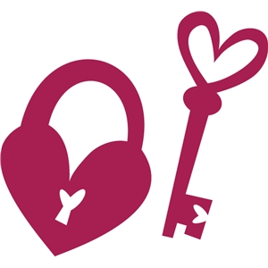 Silhouette Design Store - View Design #16496: heart lock and key