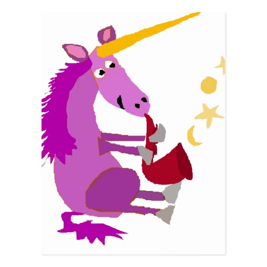 Funny Purple Unicorn Playing the Saxophone Postcard | Zazzle