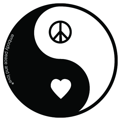 Embody Peace and Love®: Yin Yang Peace & Love bumper-style sticker