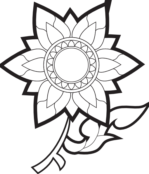 clipart flower black and white - photo #24