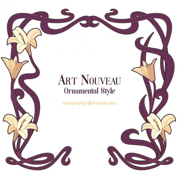 Hand drawn art nouveau floral frame Vector | Free Download