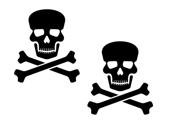 Pirate Skull and Crossbones decal 2 pack. Boating Nautical sticker ...