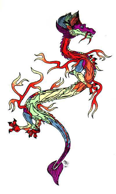 Rainbow Chinese Dragon, Lanine K. May, SciFi Fantasy Art