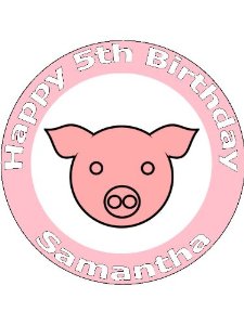 7.5" Cartoon Pig Face Cake Toppers Personalised and Decorated on ...