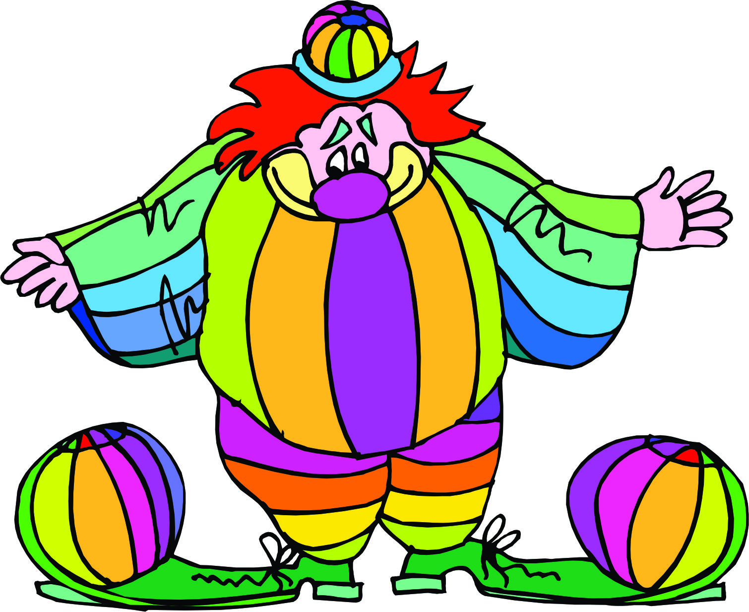 Cartoon Clown Balancing Balls