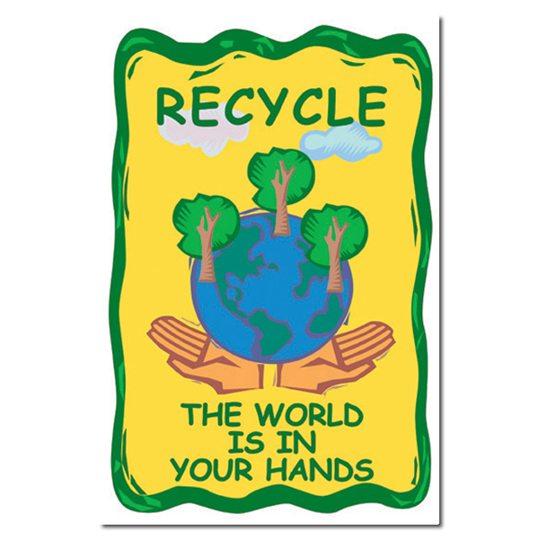 AI-rp154 - Recycle The World Is IN Your Hands Recycling Poster
