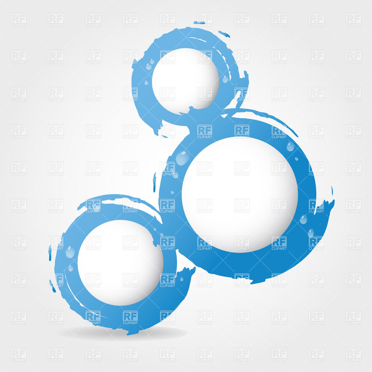 White circles with blue borders and water drops, Design elements
