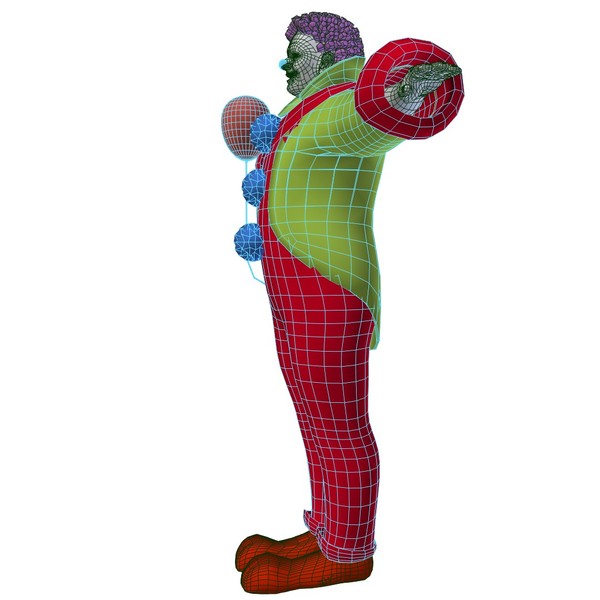 fun scary clown rigged cartoon 3d model