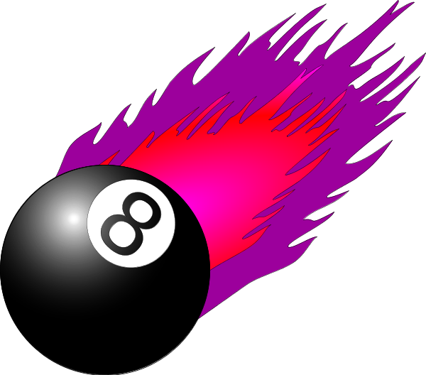 Pool 8 Eight Ball Flame Flaming Fire v3 - vector Clip Art