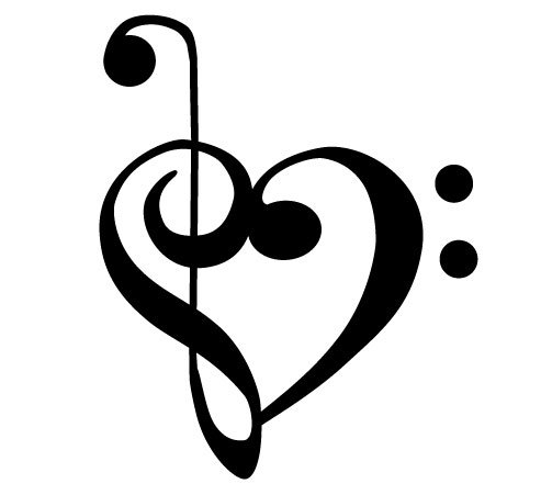Amazon.com: Bass and Treble clef heart Decal Sticker - Size:4.0 x ...