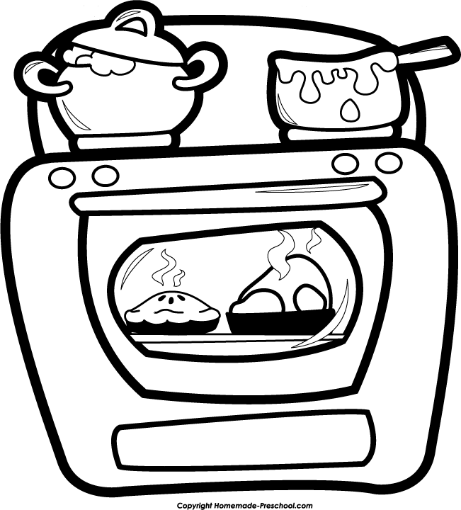 Oven clipart black and white