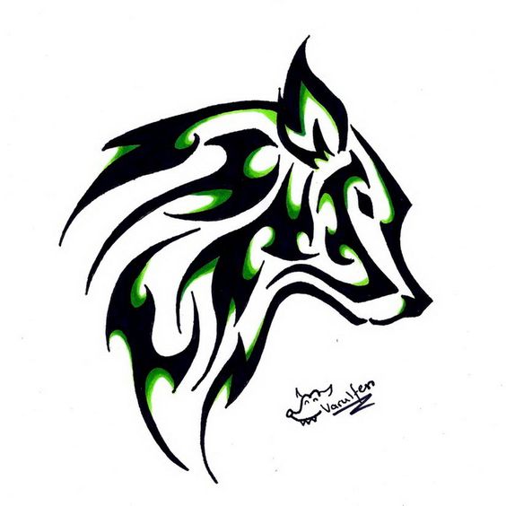 Wolf tattoos, Search and Green accents