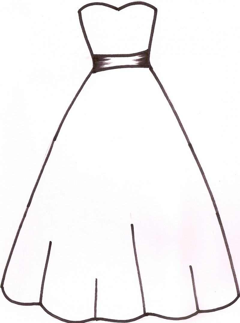 Dress template clipart black and white
