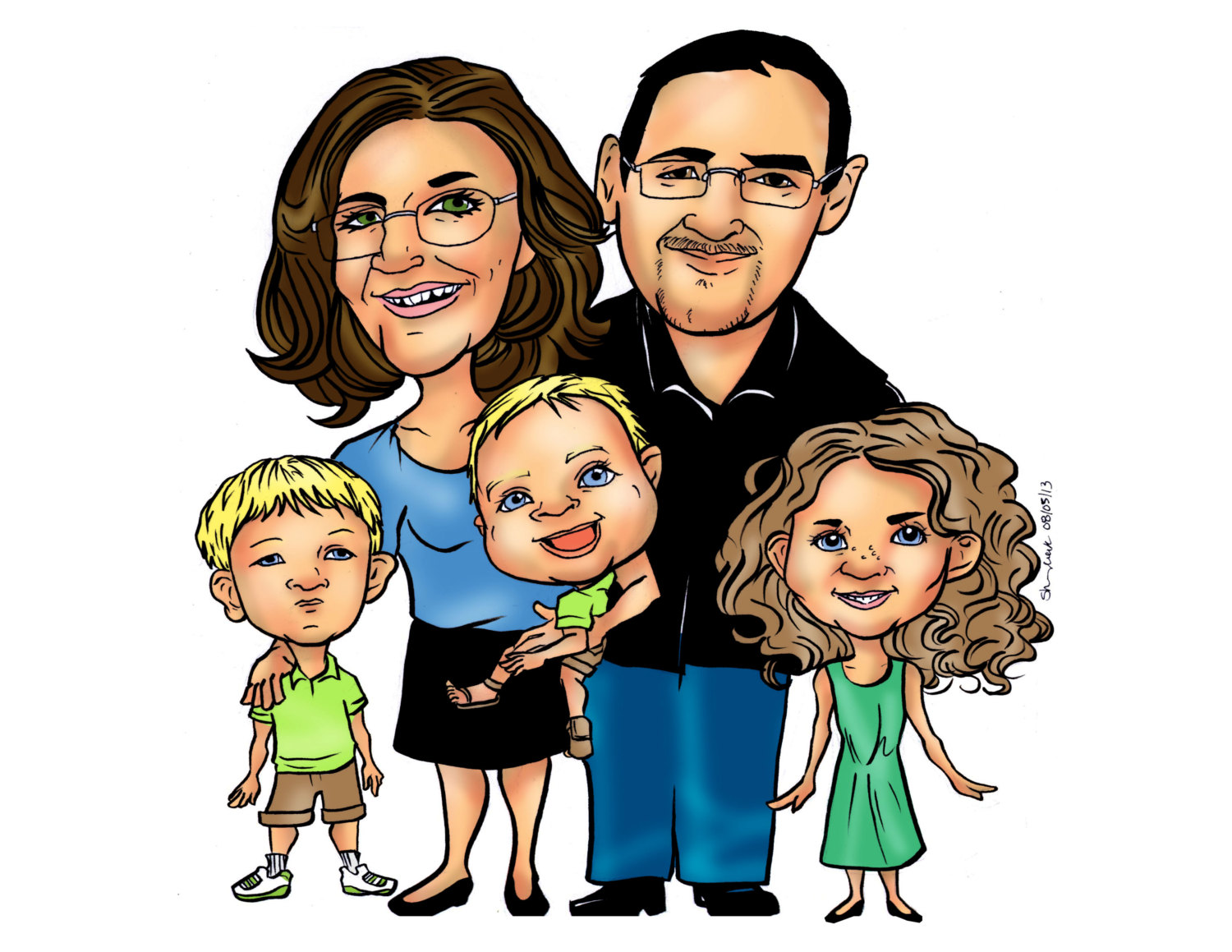 Custom Family Cartoon Caricature Portrait by CaricaturesByEmail