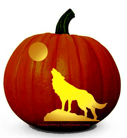 Wolf Howling at the Moon' Free Scary Pumpkin Carving Pattern
