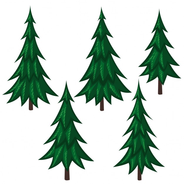 5 pine trees Vector | Free Download