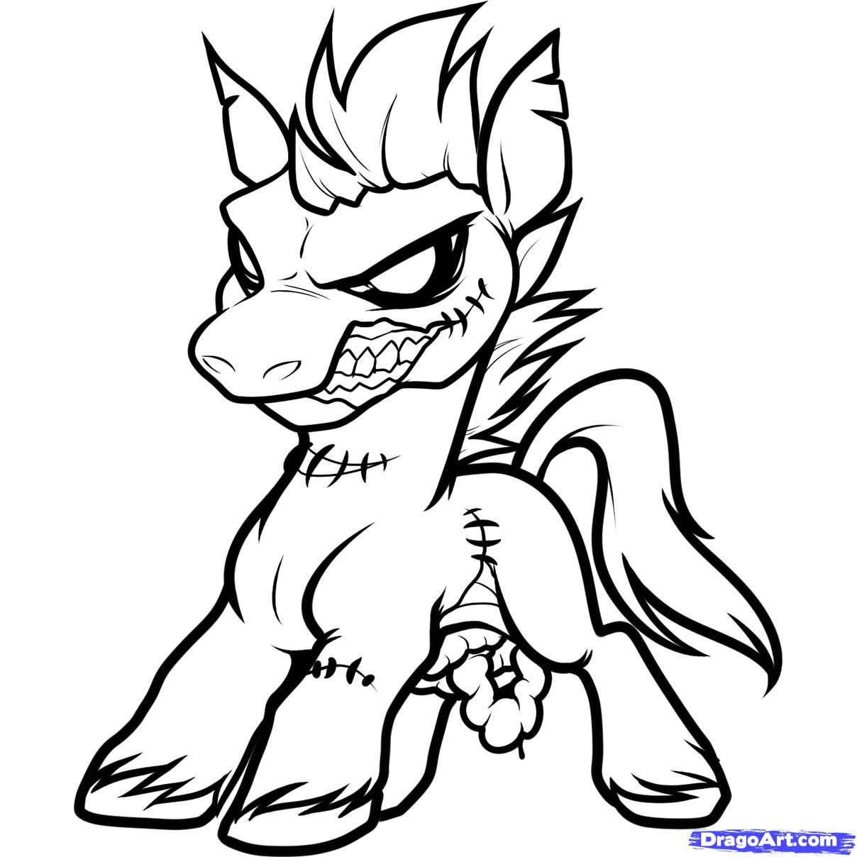 How to Draw a Zombie Horse, Zombie Horse, Step by Step, Zombies