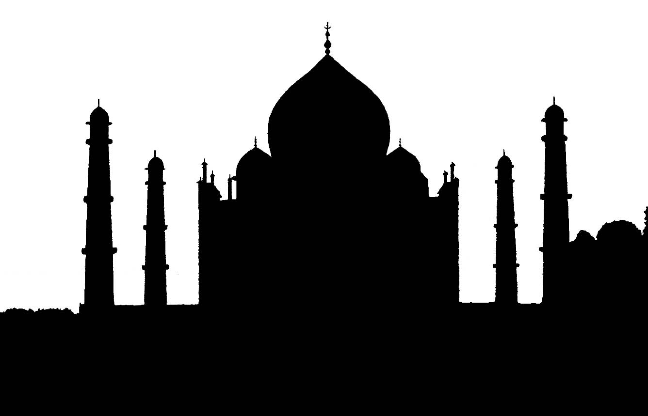 Stock Pictures: Taj Mahal Sketch and Silhouettes