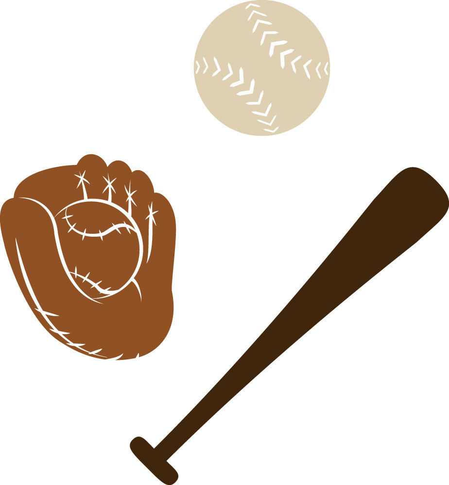 Wall Decal Custom Vinyl Art Stickers – Baseball Glove, Bat, and Ball!